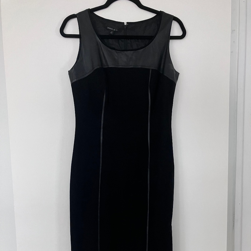 Lambskin detail little black dress